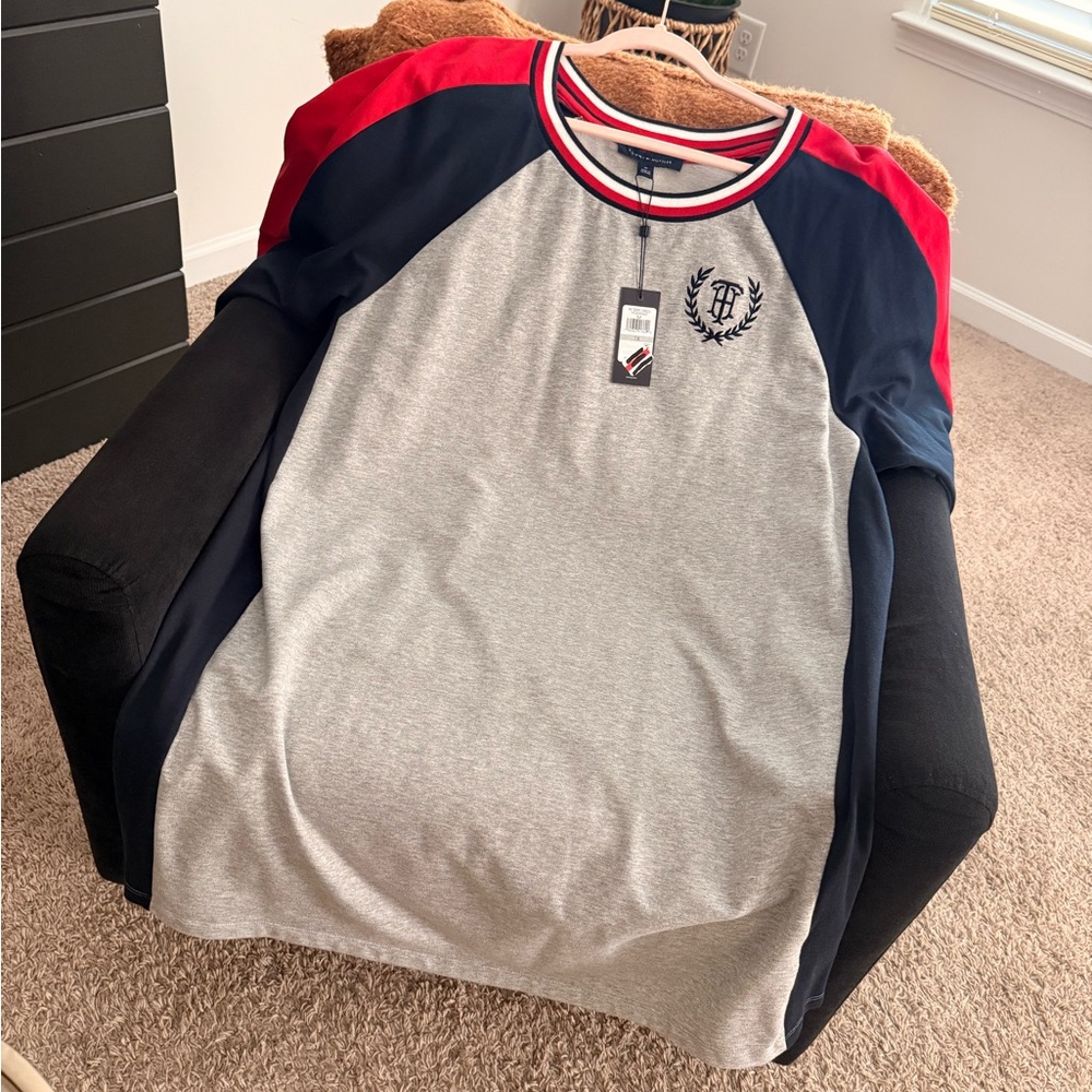 Tommy Hilfiger Long Sleeve Dress - Gray, Red, and Navy